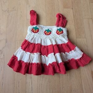 Rare Editions Red and White Dress with Fruit Details